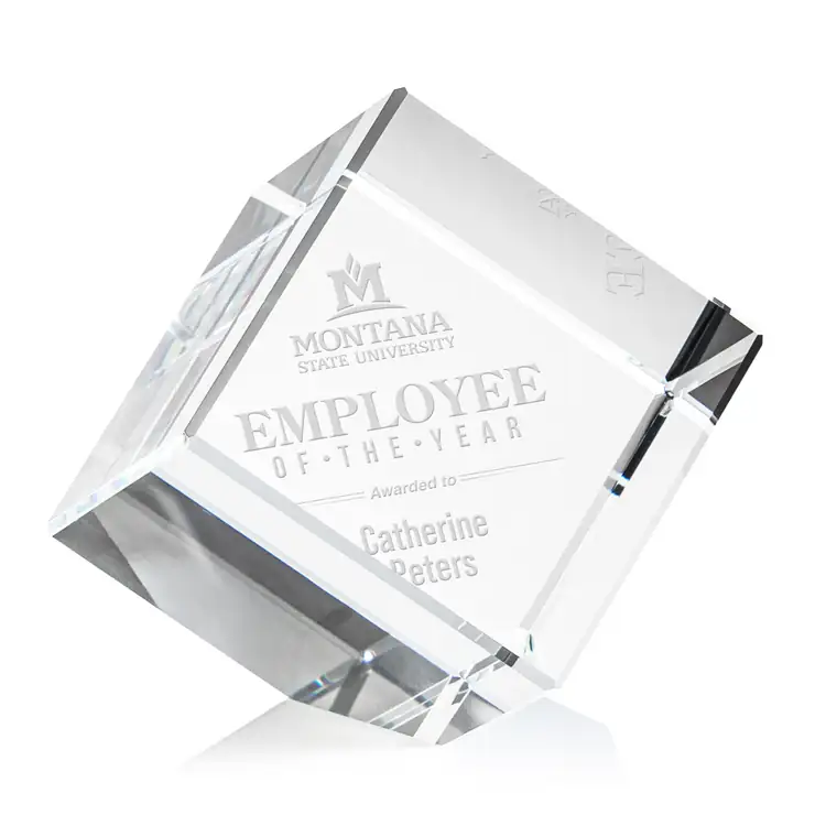 Burrill Optical Crystal Cube Award - Deep Etch #5