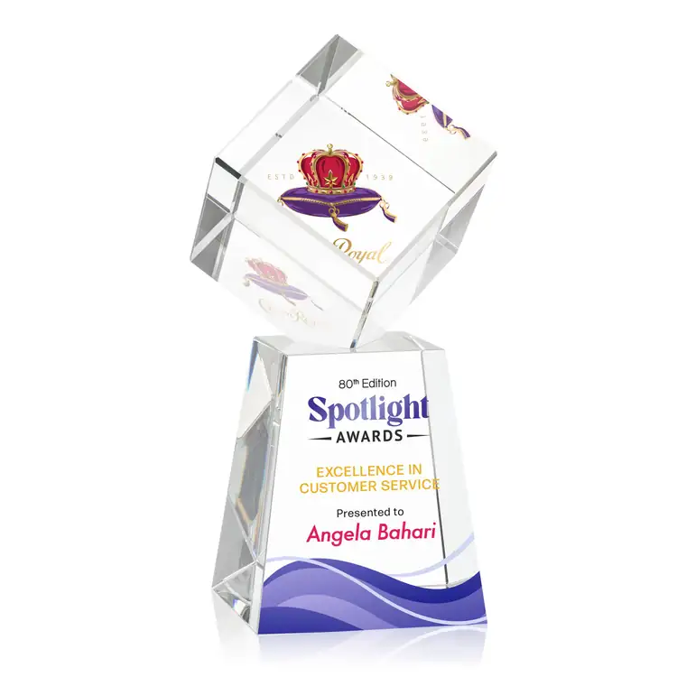 Burrill Optical Crystal Cube Award on Celestina Base - Multicolor #4