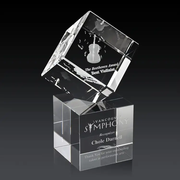 Burrill Optical Crystal Cube Award on Granby Base - 3D Engraving #4