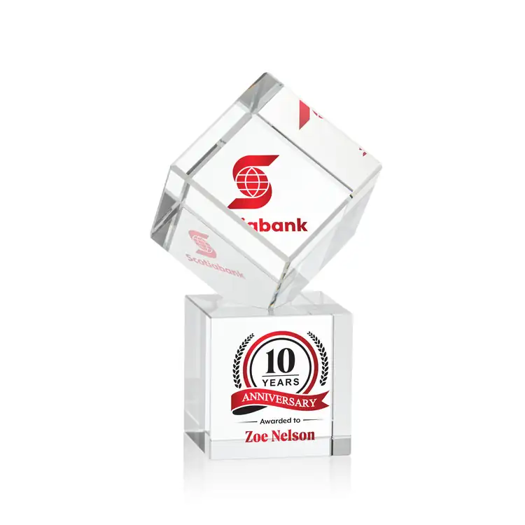 Burrill Optical Crystal Cube Award on Granby Base - Multicolor #2