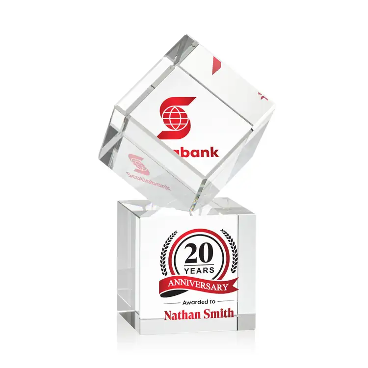 Burrill Optical Crystal Cube Award on Granby Base - Multicolor #3