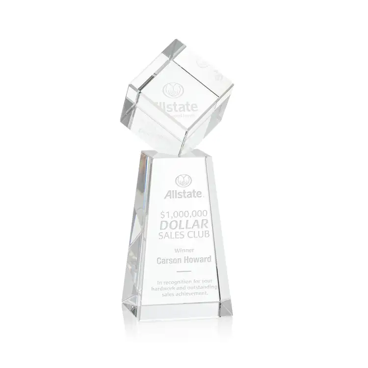 Burrill Optical Crystal Cube Award on Novita Base - Deep Etch #2