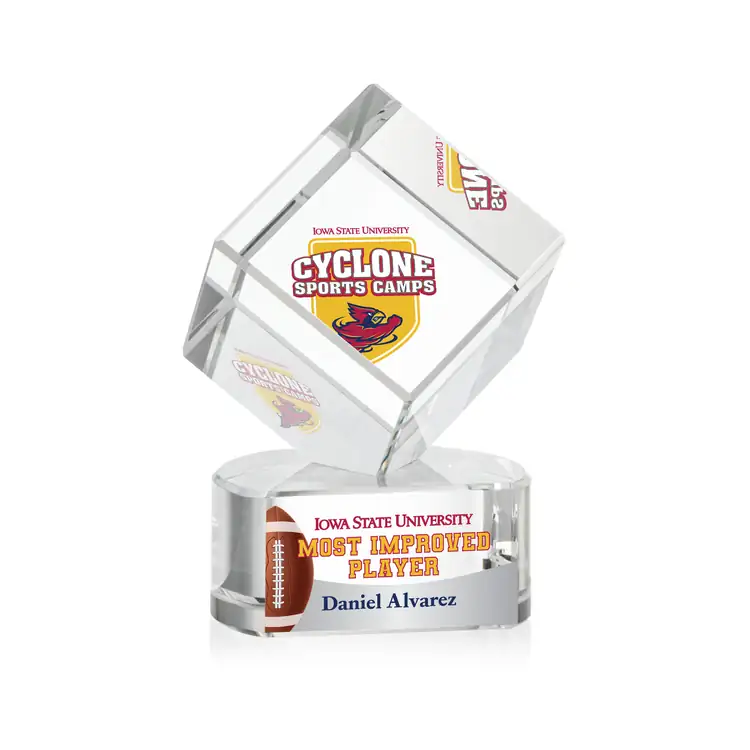 Trophée cube Burrill en cristal optique sur socle Paragon - Multicolore #2