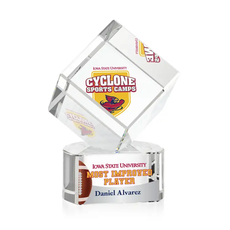 Trophée cube Burrill en cristal optique sur socle Paragon - Multicolore #3