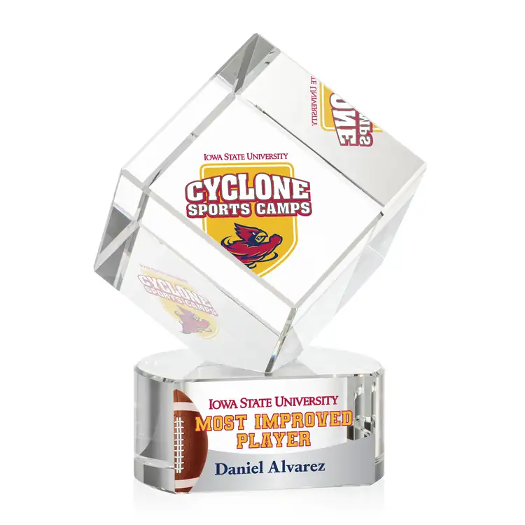 Trophée cube Burrill en cristal optique sur socle Paragon - Multicolore #4