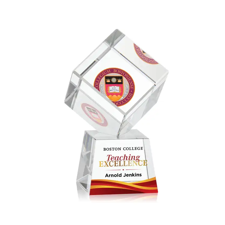 Trophée cube Burrill en cristal optique sur socle Robson - Multicolore #2