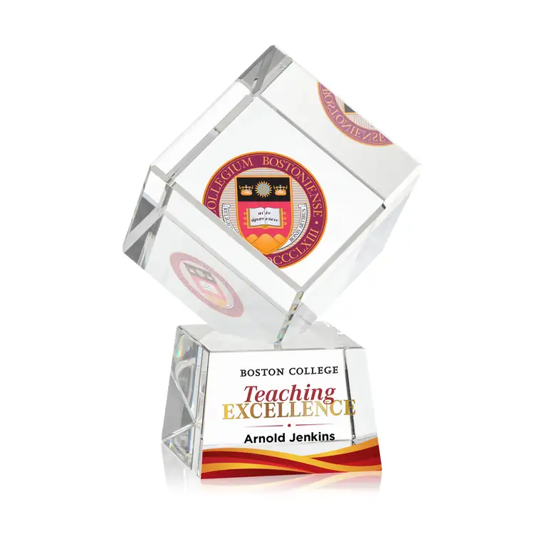 Trophée cube Burrill en cristal optique sur socle Robson - Multicolore #3