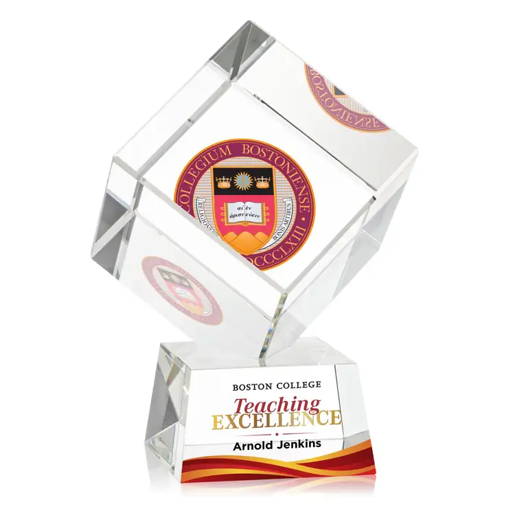 Trophée cube Burrill en cristal optique sur socle Robson - Multicolore #4