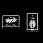 Trophée cube Fulton en cristal optique - Gravure 3D