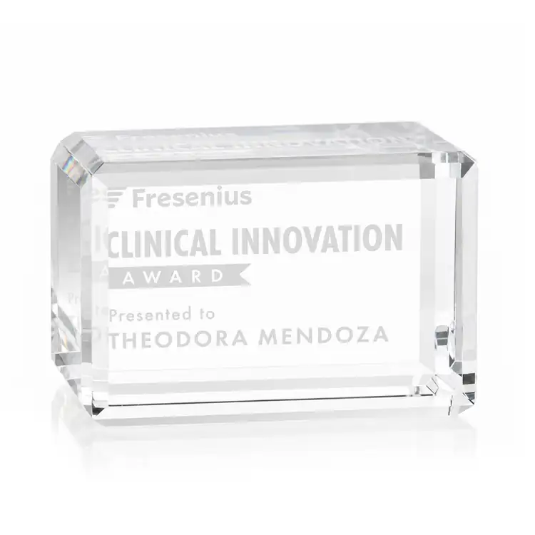 Fulton Optical Crystal Cube Award - Deep Etch #2