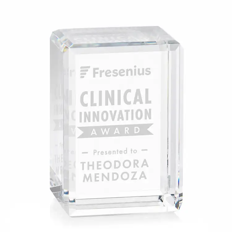 Fulton Optical Crystal Cube Award - Deep Etch #3