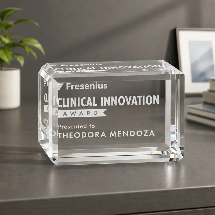 Fulton Optical Crystal Cube Award - Deep Etch #5