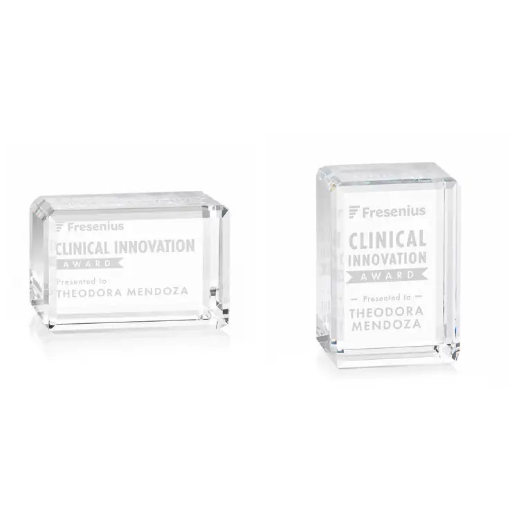 Fulton Optical Crystal Cube Award - Deep Etch