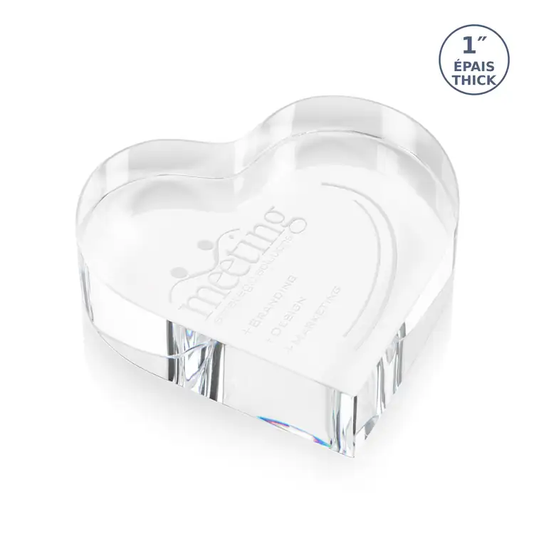 Kashmir Standing Heart Crystal Award - Deep Etch #2