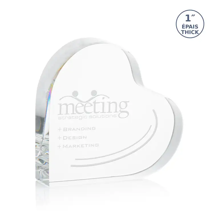 Kashmir Standing Heart Crystal Award - Deep Etch