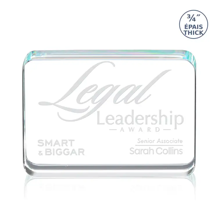 Calverley Starfire Crystal Desk Award - Deep Etch