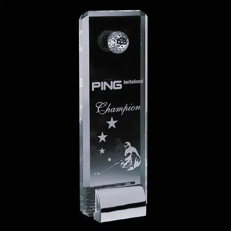 Cavalier Optical Crystal Golf Award on Chrome Base #4
