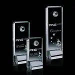Trophée de golf Cavalier en cristal optique sur socle chromé