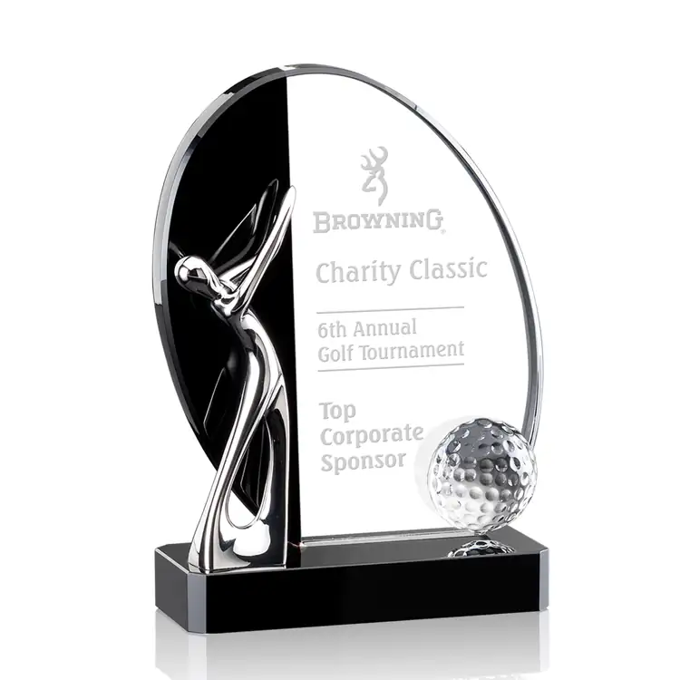 Wadsworth Crystal and Metal Golf Award - Deep Etch #2