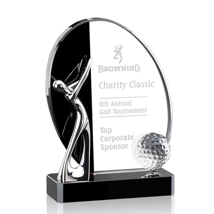 Wadsworth Crystal and Metal Golf Award - Deep Etch #3