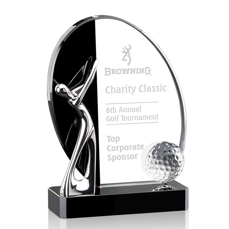 Wadsworth Crystal and Metal Golf Award - Deep Etch #4
