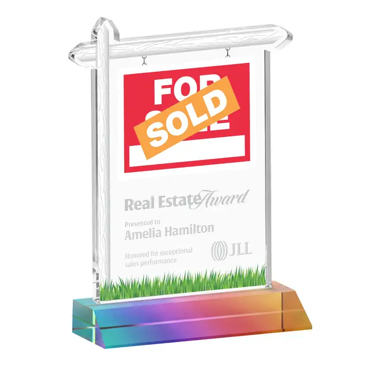 Trophée enseigne immobilière en cristal Starfire - Gravure #7
