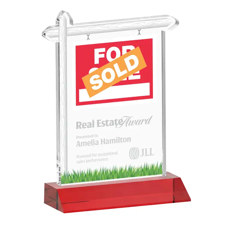 Trophée enseigne immobilière en cristal Starfire - Gravure #8
