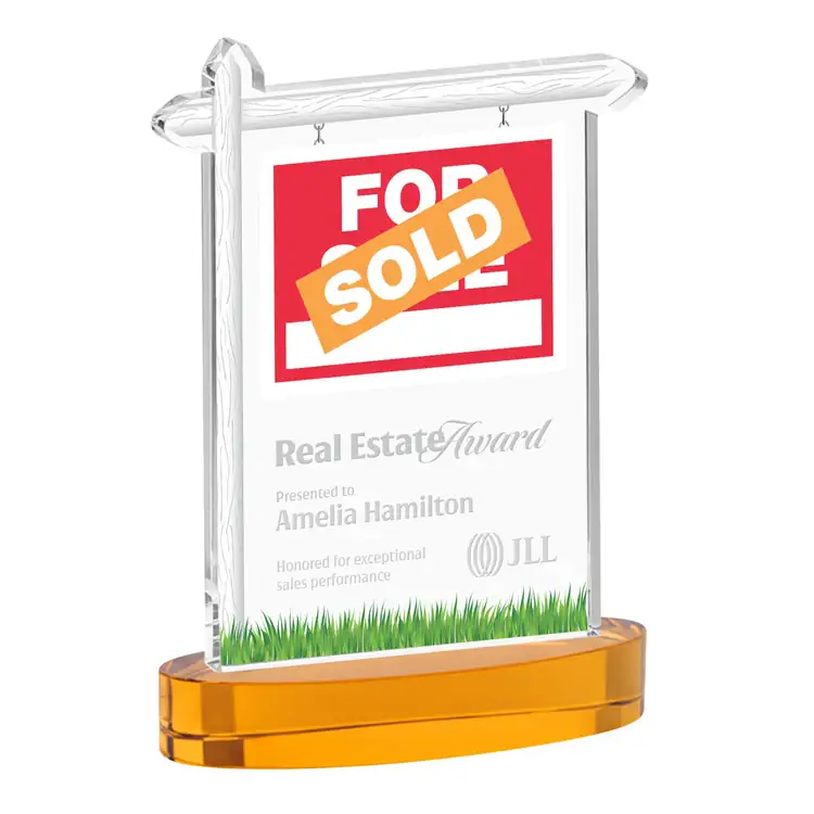 Real Estate Starfire Crystal Award on Alberton Base - Deep Etch #3