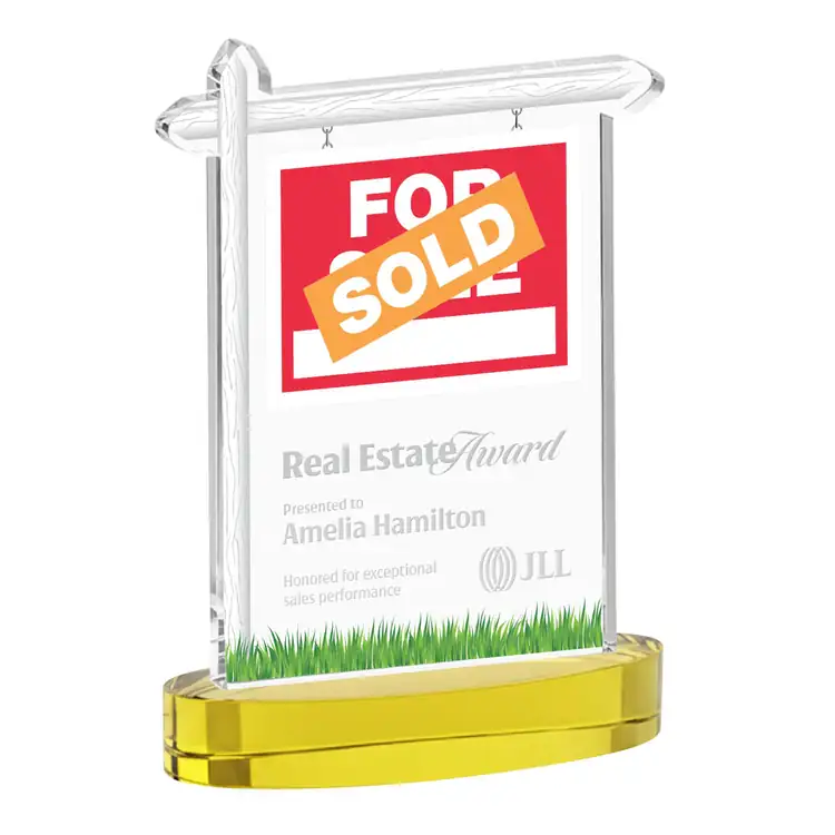 Real Estate Starfire Crystal Award on Alberton Base - Deep Etch #4