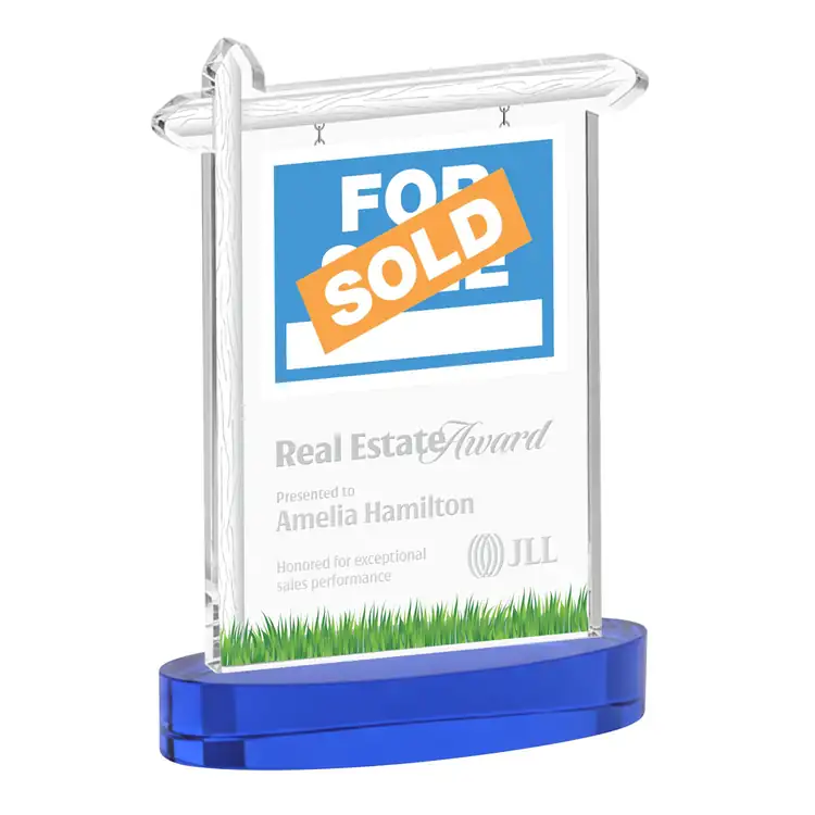 Real Estate Starfire Crystal Award on Alberton Base - Deep Etch #7