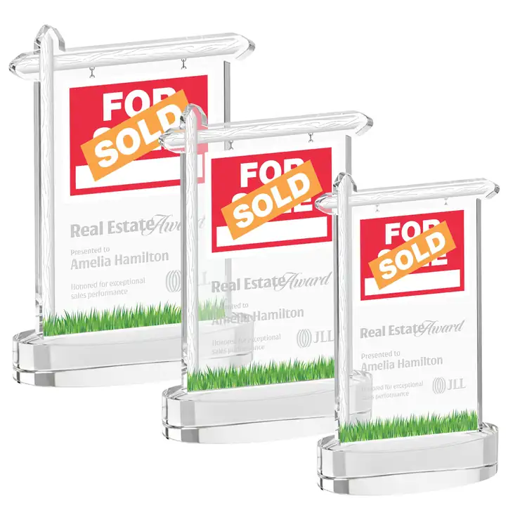 Real Estate Starfire Crystal Award on Alberton Base - Deep Etch