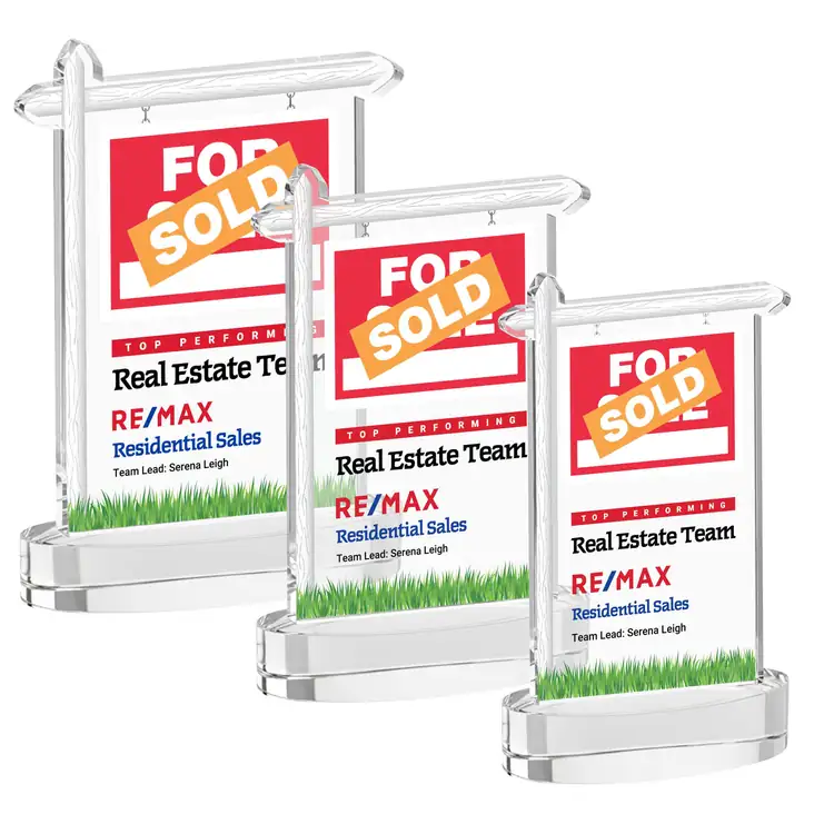 Real Estate Starfire Crystal Award on Alberton Base - Multicolor