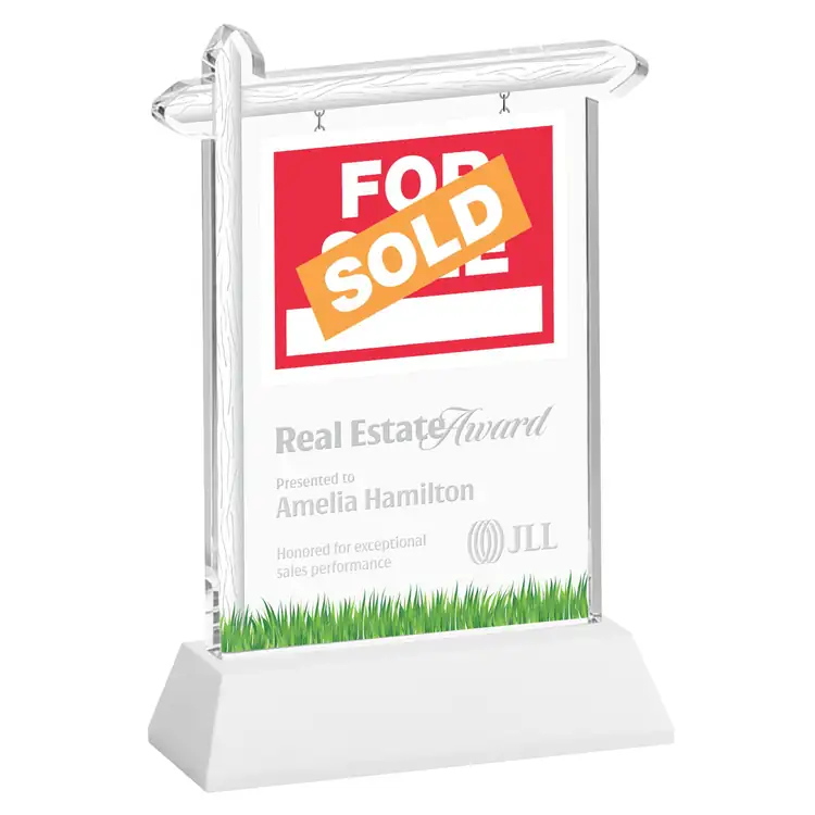 Real Estate Starfire Crystal Award on Hartford Base - Deep Etch #10