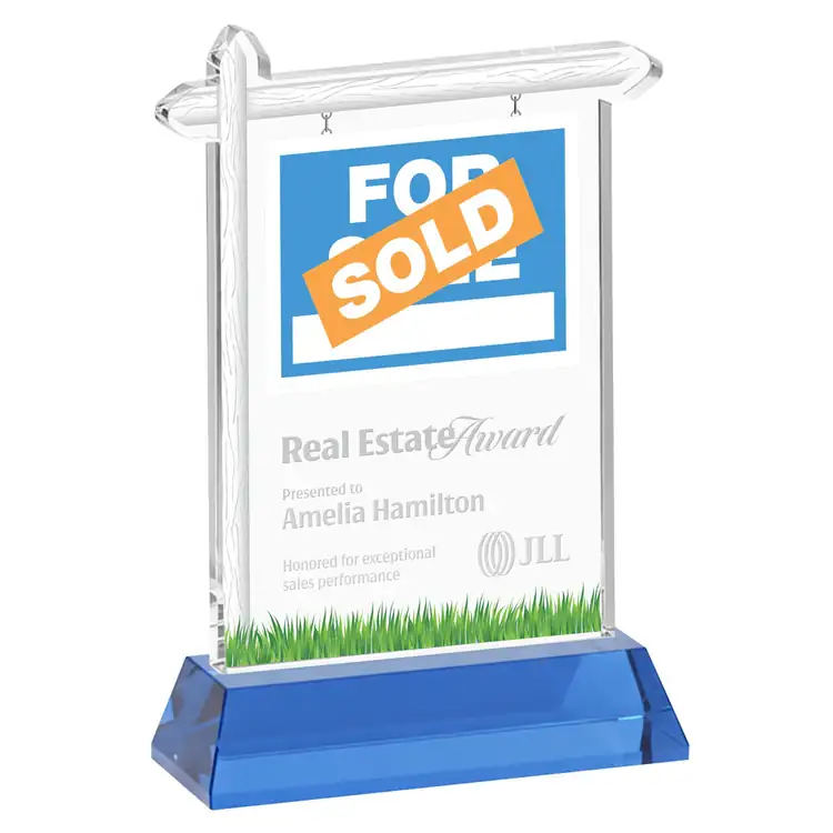 Real Estate Starfire Crystal Award on Hartford Base - Deep Etch #11