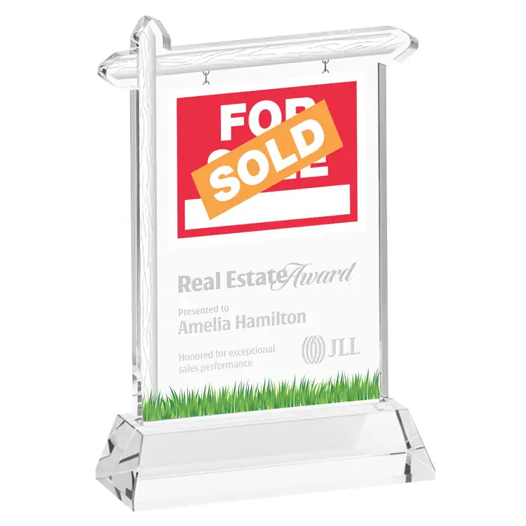 Real Estate Starfire Crystal Award on Hartford Base - Deep Etch #2