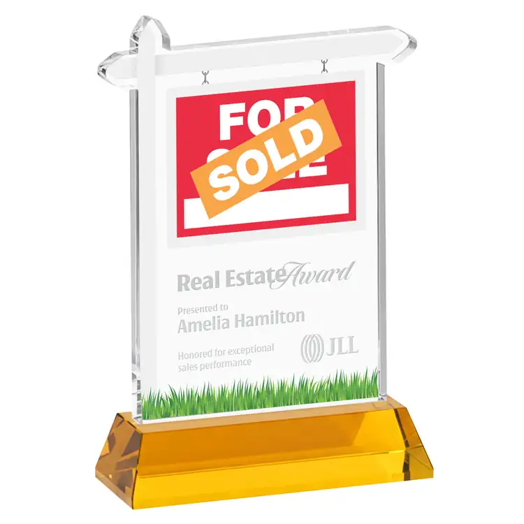 Real Estate Starfire Crystal Award on Hartford Base - Deep Etch #3