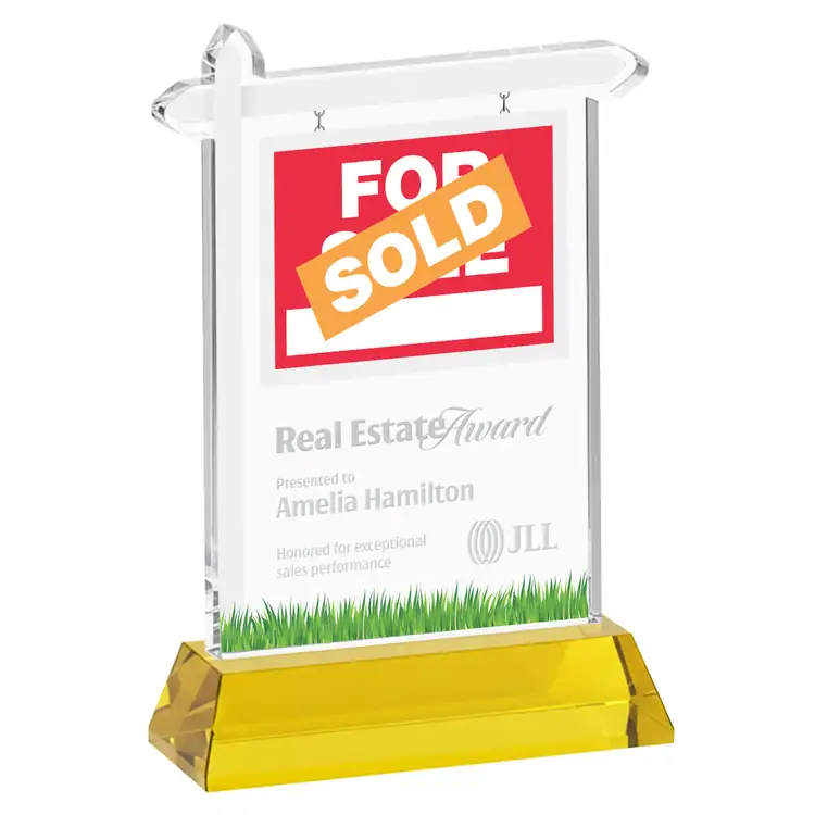 Real Estate Starfire Crystal Award on Hartford Base - Deep Etch #4
