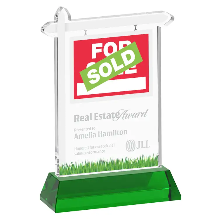 Real Estate Starfire Crystal Award on Hartford Base - Deep Etch #5