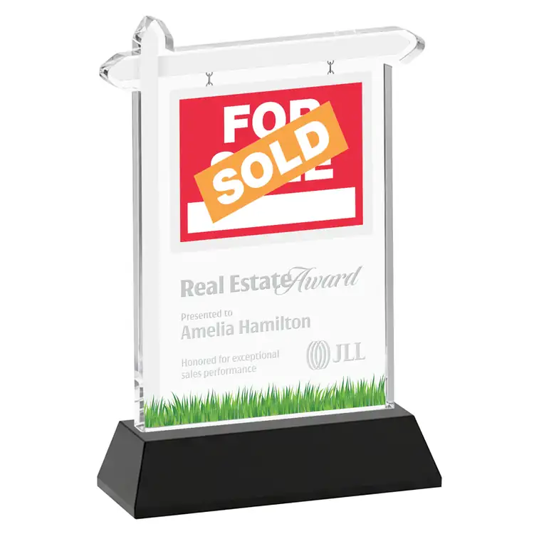 Real Estate Starfire Crystal Award on Hartford Base - Deep Etch #6