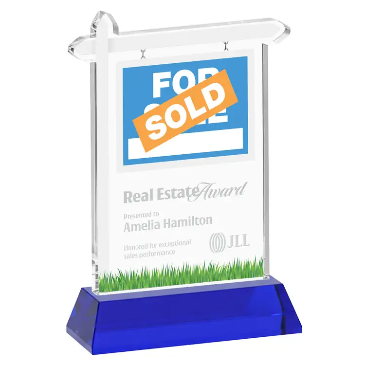 Real Estate Starfire Crystal Award on Hartford Base - Deep Etch #7