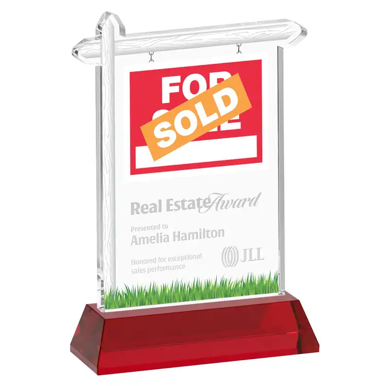 Real Estate Starfire Crystal Award on Hartford Base - Deep Etch #9