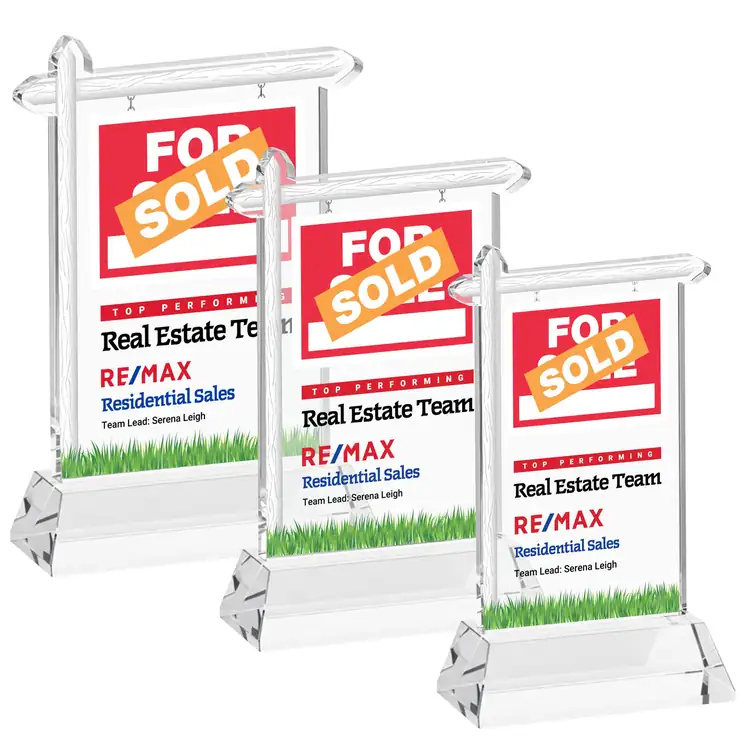 Real Estate Starfire Crystal Award on Hartford Base - Multicolor