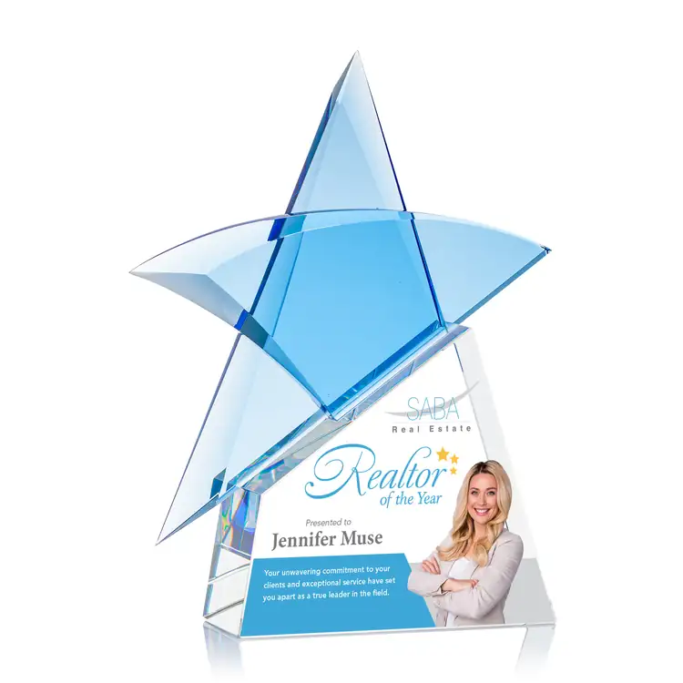 Benita Blue Optical Crystal Star Award - Multicolor #2