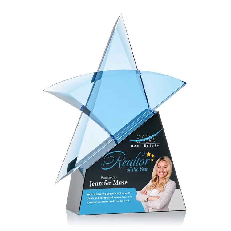 Benita Blue Optical Crystal Star Award - Multicolor #3