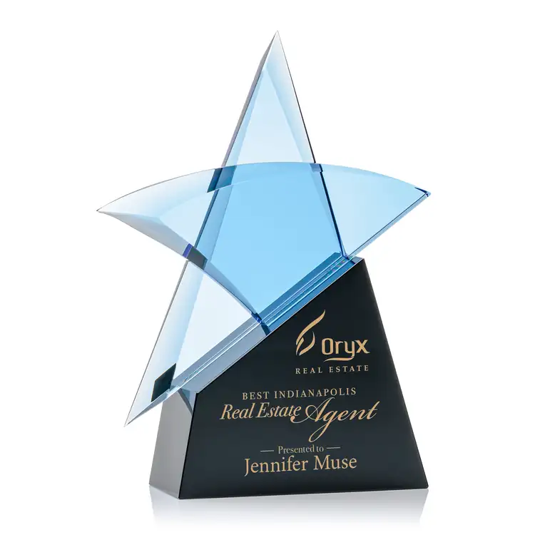 Benita Blue Optical Crystal Star Award - Black - Engraving and Printing #2