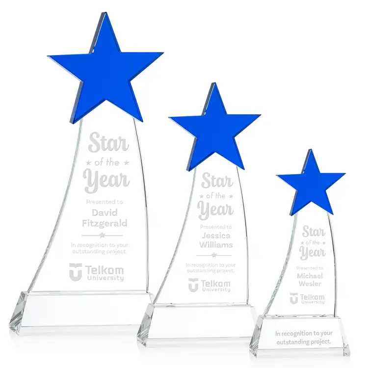 Blue Manolita Star Award on Clear Base