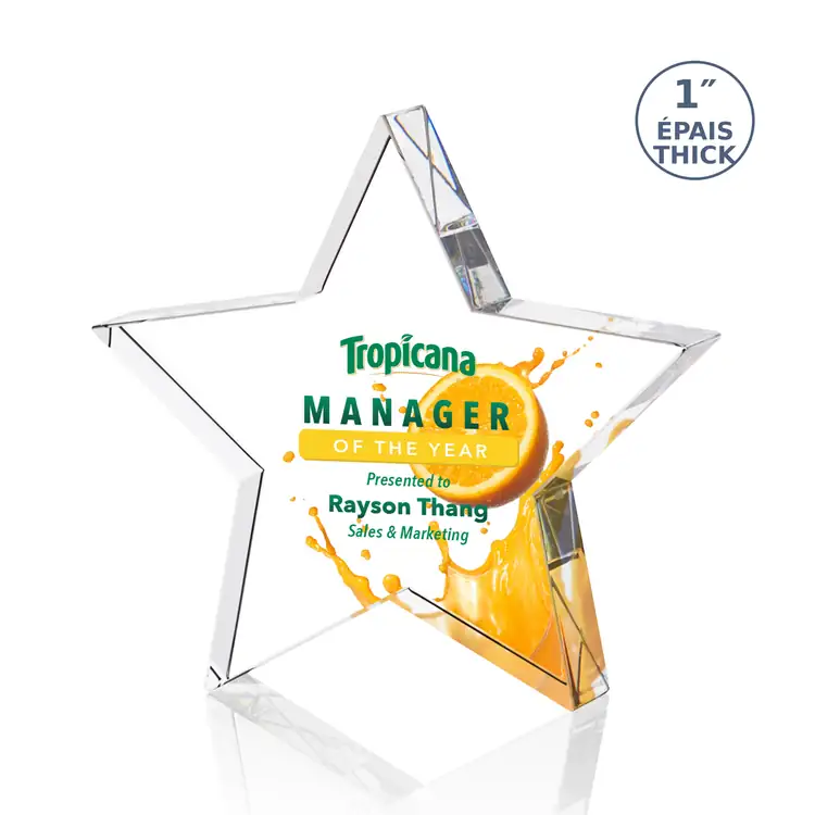 Standing Star Optical Crystal Award - Multicolor