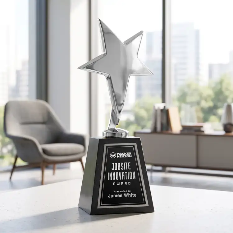 Tuscany Star Award on Tall Marble Base - Engraved #4