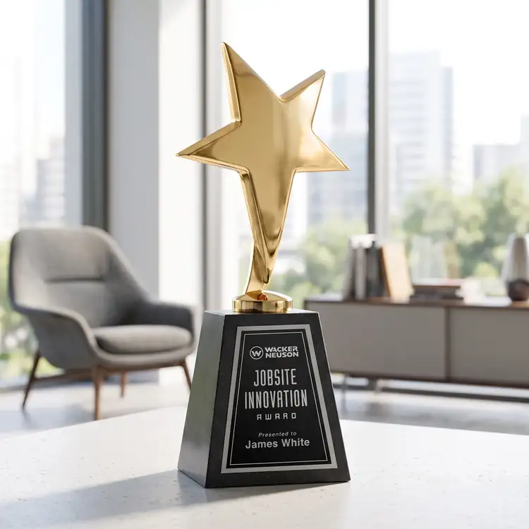 Tuscany Star Award on Tall Marble Base - Engraved #5