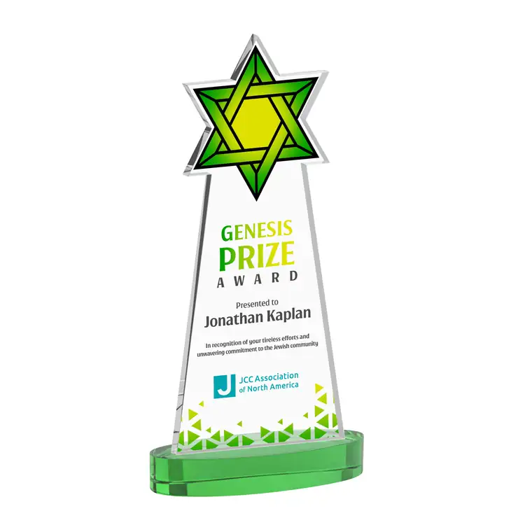Star of David Starfire Crystal Award on Alberton Base - Multicolor #5